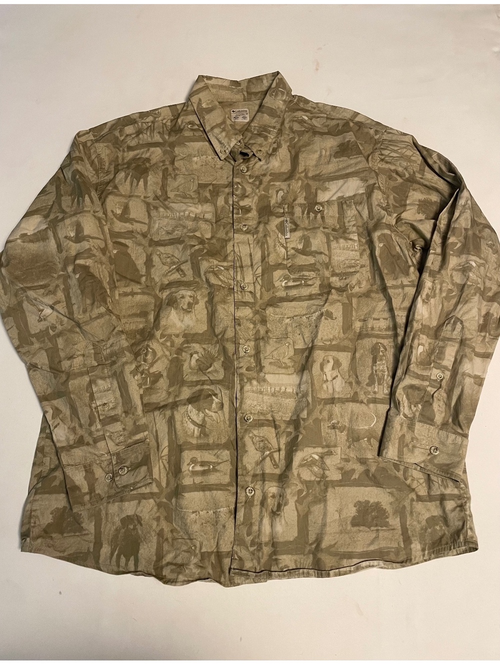 Columbia Sportswear Men's XL Button-Up Shirt with Dog Print Pattern